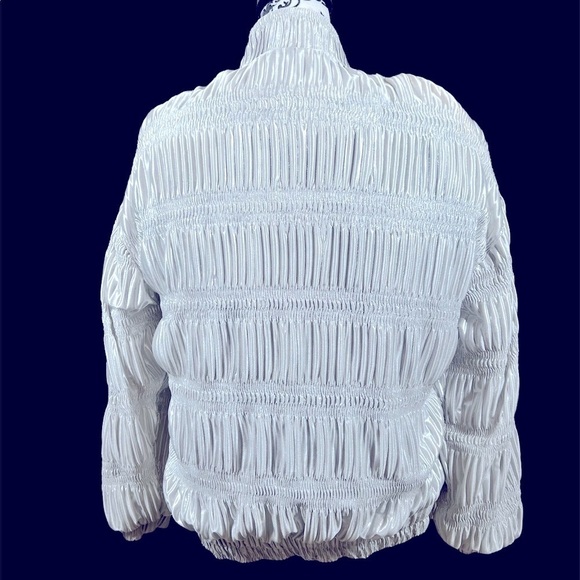 Valentina Metallic Silver Windbreaker Puffy Jacket size L - Picture 2 of 8